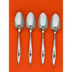 Oneidacraft LASTING ROSE Teaspoons (4) Deluxe Stainless Mirror Elegant Floral